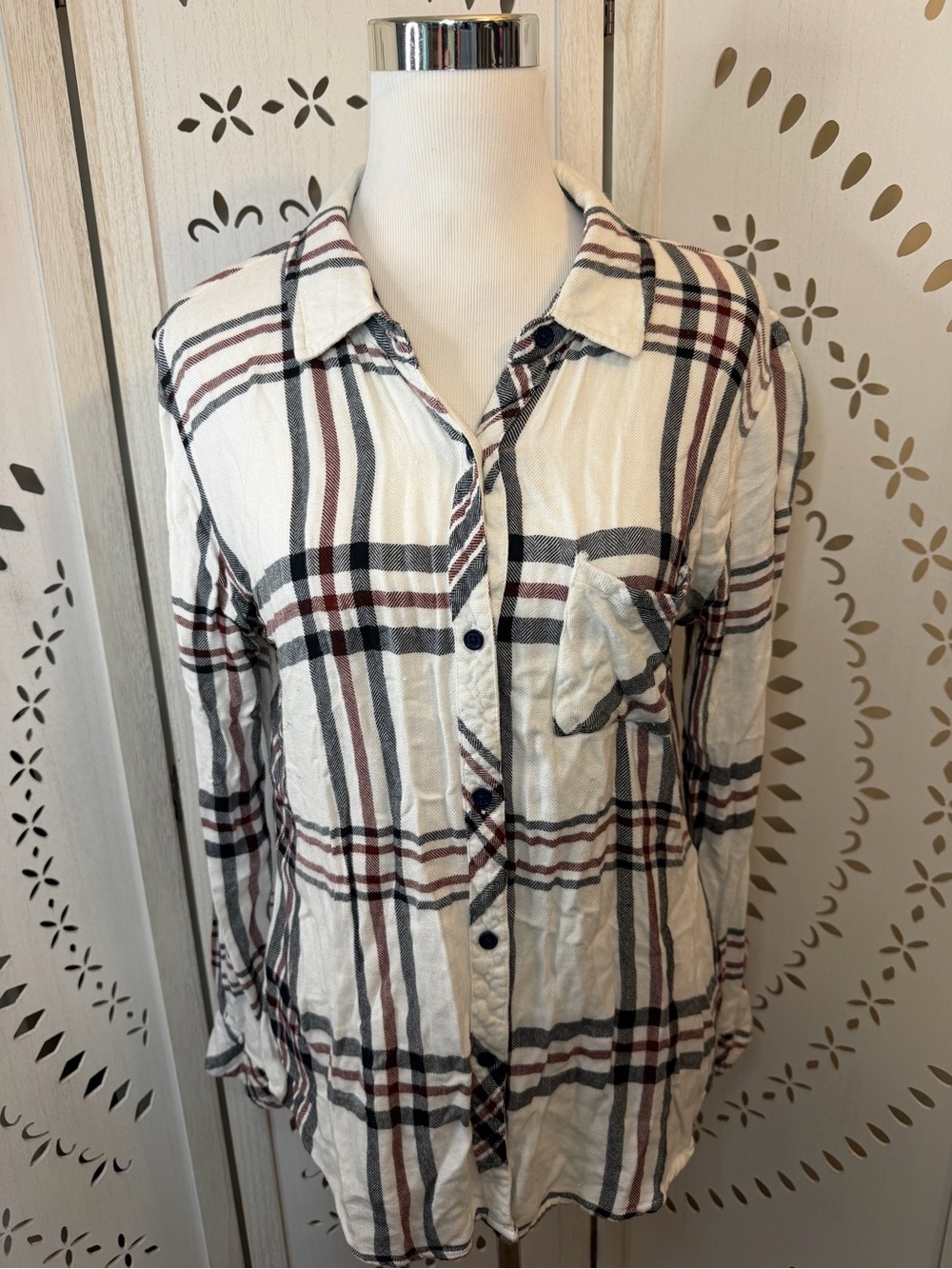 Rails White Plaid Button-Up Shirt